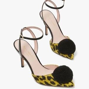 kate spade new york amour pom Black Chenille Modern Leopard Print Stiletto Pump
